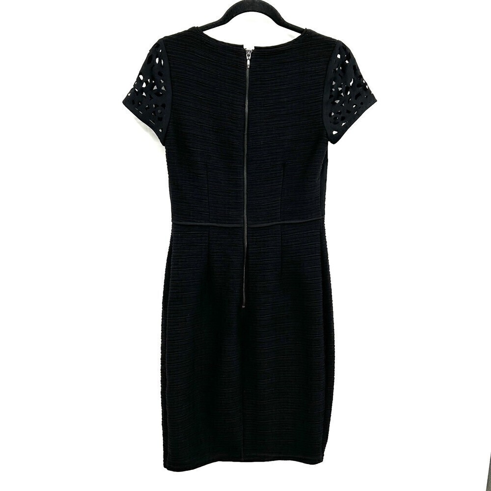 ANTHROPOLOGIE Maeve Black Nude Floral Lasercut Basalt Sheath Dress Office Size 2 - Picture 6 of 13